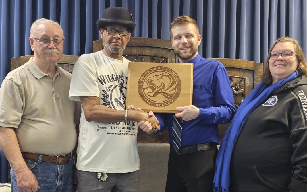 Princeton Scholastic Bowl Presents First Distinguished Service Award to Princeton Masonic Lodge